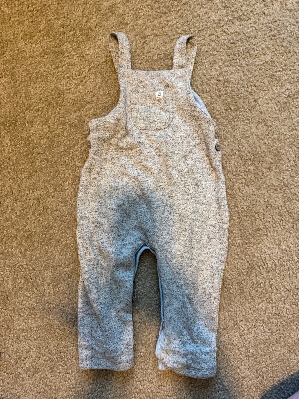 Me & Henry Soft Knit Gray One-Piece Overalls with adjustable shoulder straps